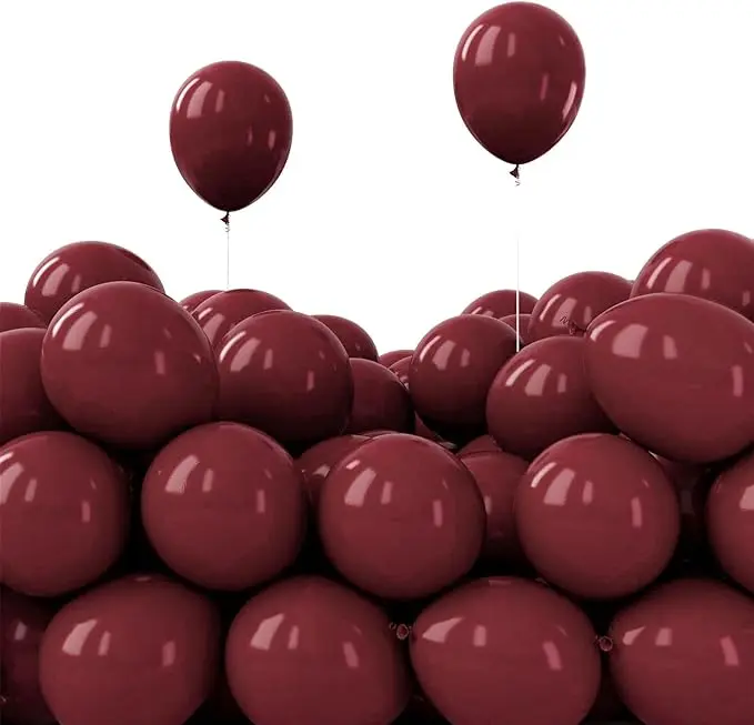 PartyWoo 50pcs 5-Inch Thick Rubber Decorative Balloons - Dark Chestnut Red Maroon, Balloon Arch, Birthday Theme, Festive for Graduation, Wedding Decor Red-Y62, Decorative Balloons Balloons