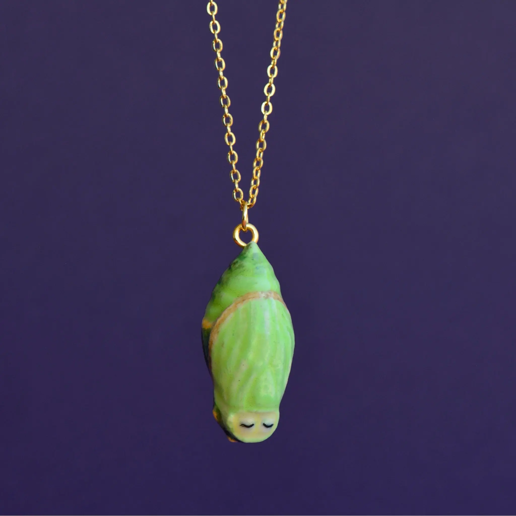 Chrysalis Necklace | Camp Hollow Ceramic Animal Jewelry | Porcelain Pendant