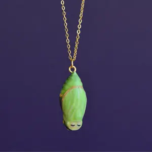 Chrysalis Necklace | Camp Hollow Ceramic Animal Jewelry | Porcelain Pendant