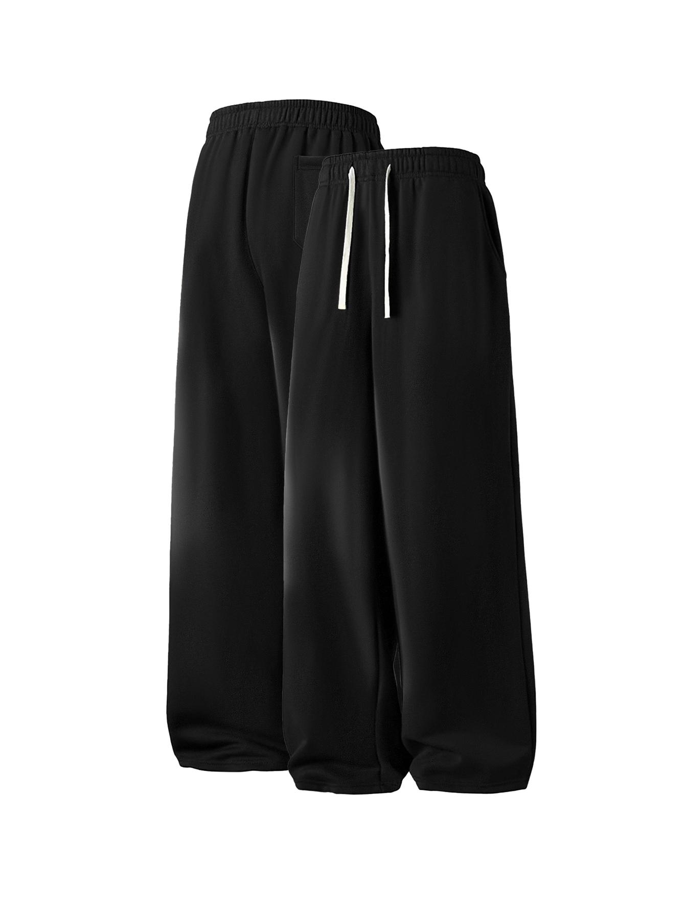 Men's Regular Fit Drawstring Casual Pants - Soft and slightly stretchy fabric, comfortable and breathable, drawstring waist adjustment, solid color, perfect for outdoor sports and fitness activities in spring and summer Plain Trouser Menswear