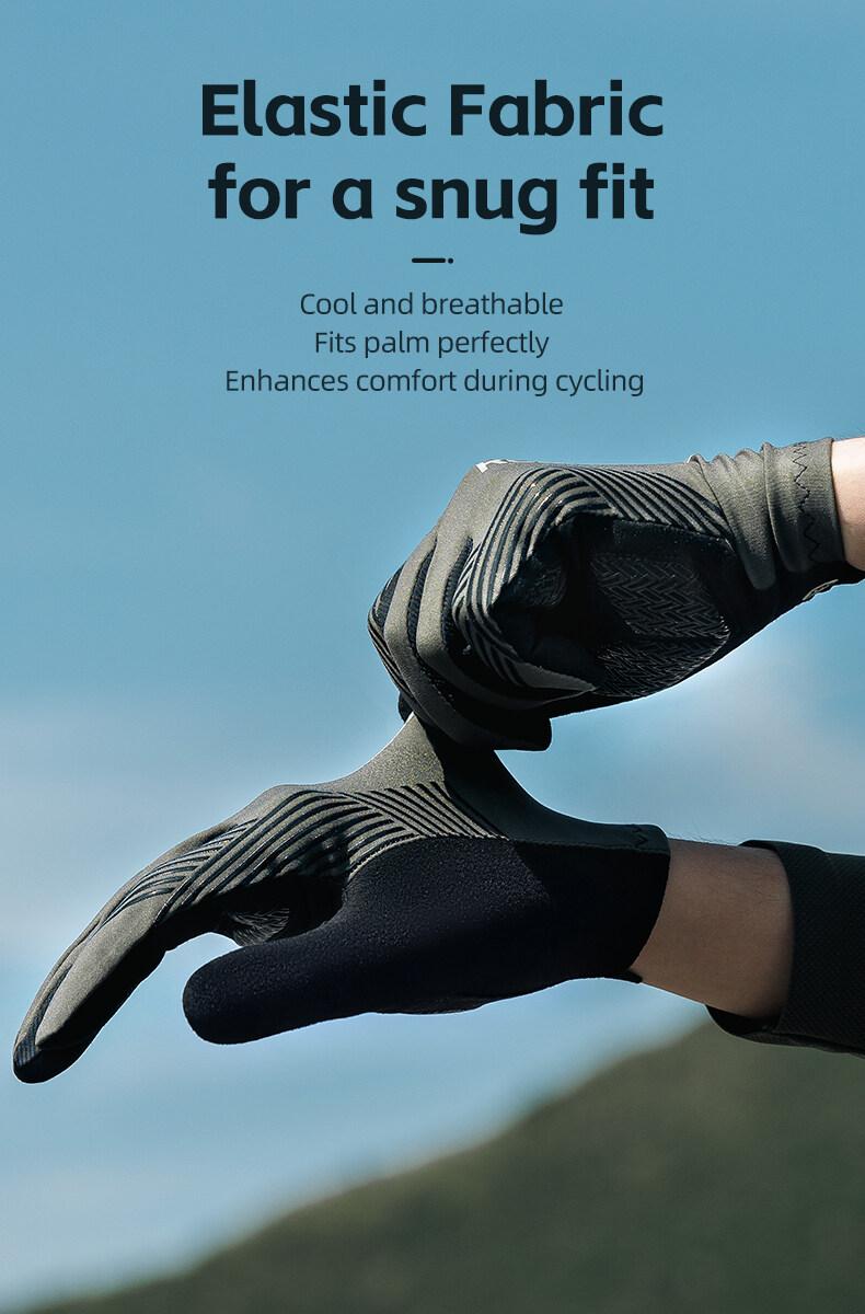 ROCKBROS Cycling Gloves Mountain Bike Gloves Anti-Slip Full Finger Bike Gloves SBR Pad Shock-Absorbing MTB Road Bike Gloves for Riding Running Hiking Outdoor Sports