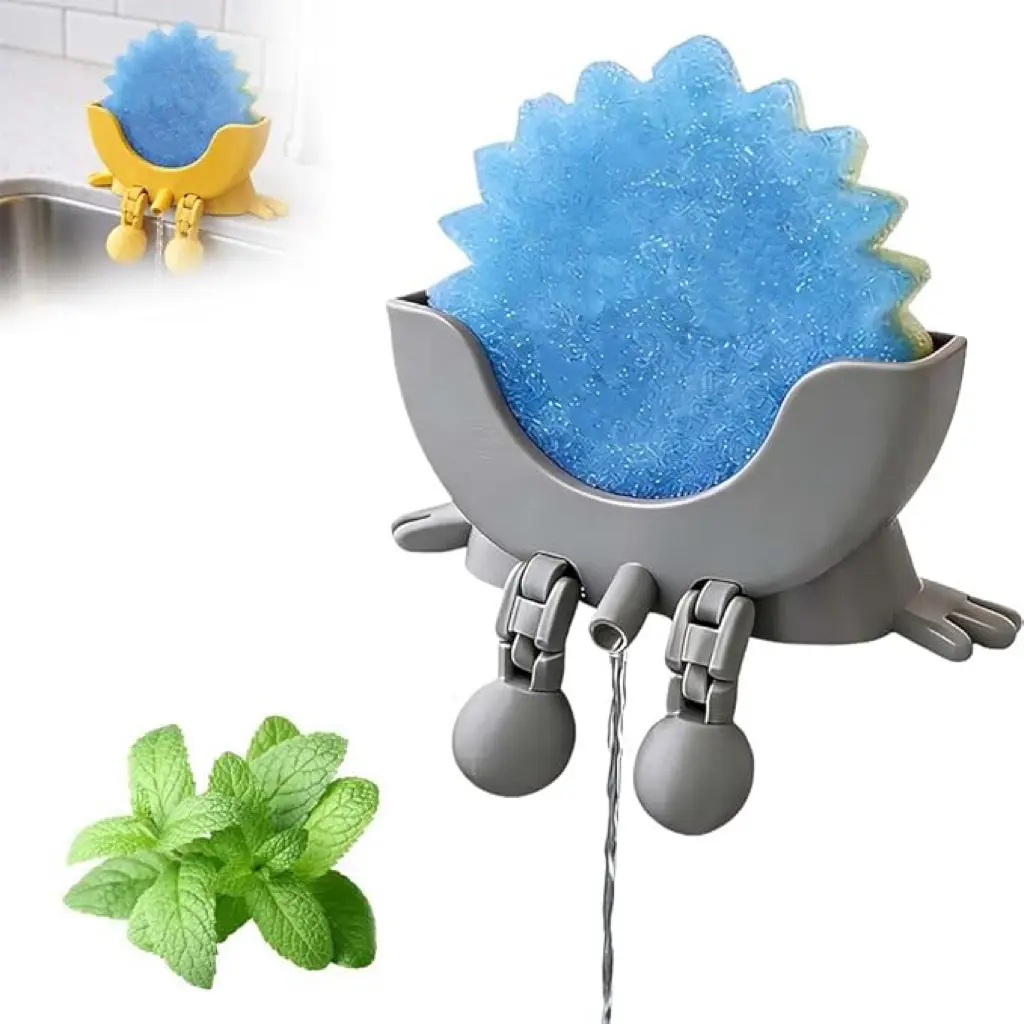 3D Printed Cute Hanging Sponge Holder with Drainage - Scrub Daddy Compatible, Kitchen Sink Countertop Organizer for Keeping Sponges Dry