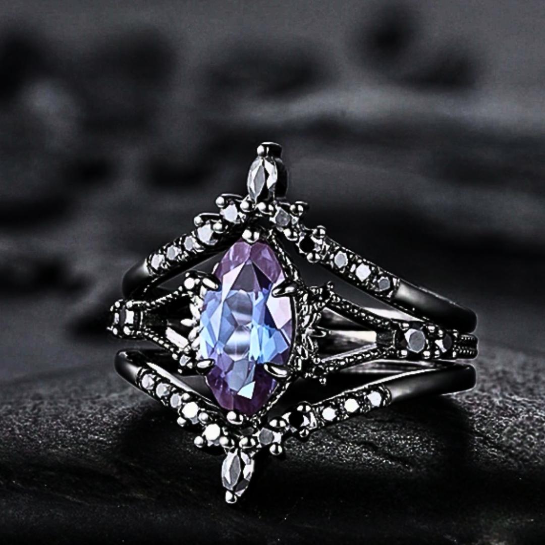 Black Electroplated Synthetic Zirconia Wedding Engagement Rings for Women, Fashion Jewelry as Bridal Rings, Engagement Rings, Great Gift for Her