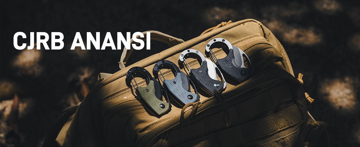 CJRB Anansi Multitool Folding Utility Knife with AR-RPM9 Claw Blade G10 Handle,Small Karambit Pocket Knife, Compact Keychain Box Cutter for Hunting Military Camping Self Defense EDC