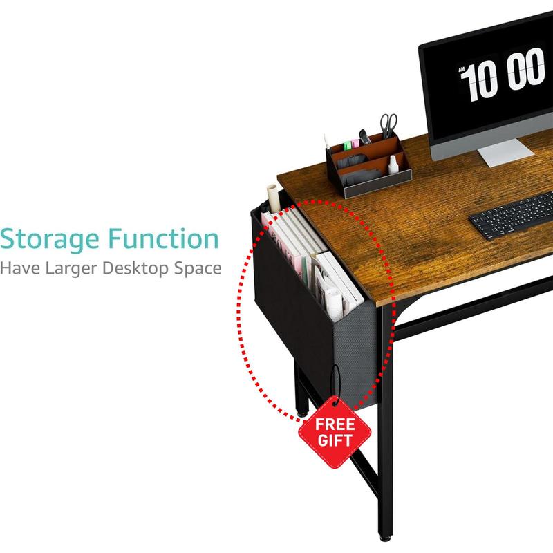 Lufeiya Computer Desk with Drawers - 40 Inch Work Reversible Small Desk for Bedroom Home Office, Simple Study Writing Table PC Desks with Drawer Storage Shelves, Rustic Brown, Get Free Gift Lufeiya Computer Desk with Drawers - 40 Inch Work Reversible Small Desk for Bedroom Home Office, Simple Study Writing Table PC Desks with Drawer Storage Shelves, Rustic Brown, Get Free Gift