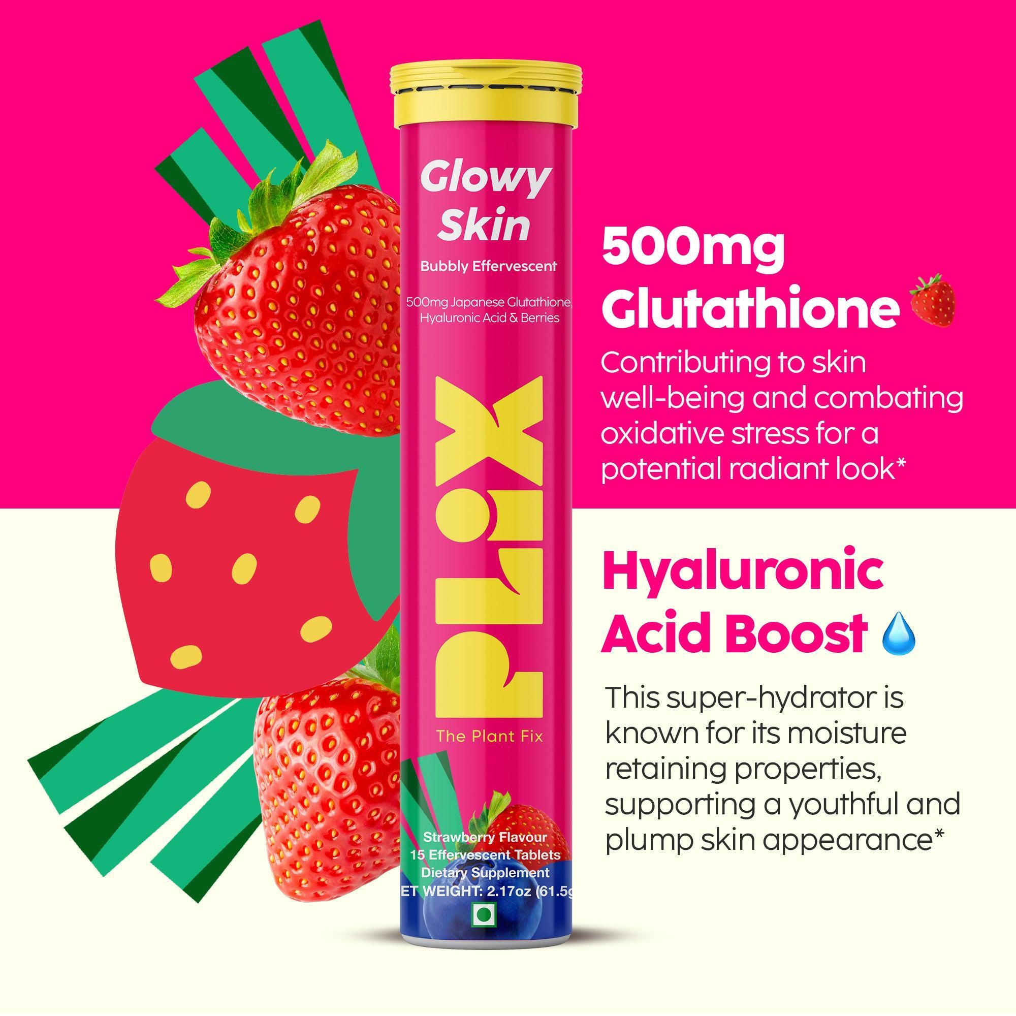 Plix Life Glowy Skin Effervescent Tablet, Healthcare Infused with Vitamins C & E Edible Supplement - 2,4 & 6 Pack Fitness Dietary Natural