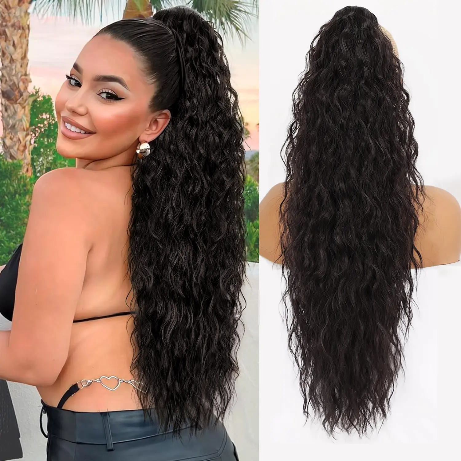 Women's Soft Wavy Curly Ponytail Extension - 30in Clip-In Synthetic Hairpiece with Claw, Natural-Looking Soft Synthetic Hair, Accessories for Women for Ponytail Hairstyles, Extensions Hair, Hair Extension