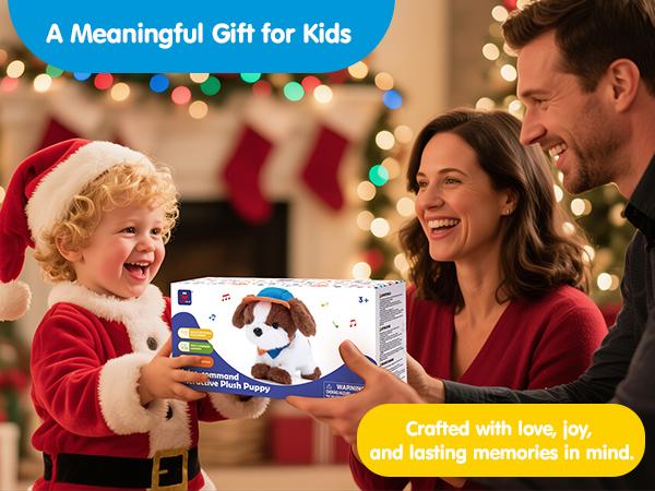 hahaland Interactive Plush Robot Puppy Toy for Kids Voice-Controlled Talking Dog with 12 Commands Singing Dancing Emotional Support Pet Gift for Boys Girls Ages 3+ Cute Valentine's Day Easter Gift for Kids