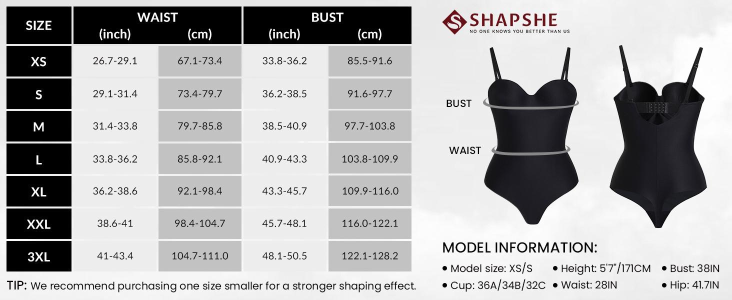 SHAPSHE Thong Bodysuit for Women Seamless Tummy Control Shapewear Strapless Body Shaper with Built In Bra
