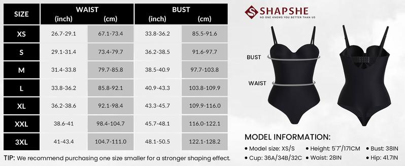 SHAPSHE Thong Bodysuit for Women Seamless Tummy Control Shapewear Strapless Body Shaper with Built In Bra