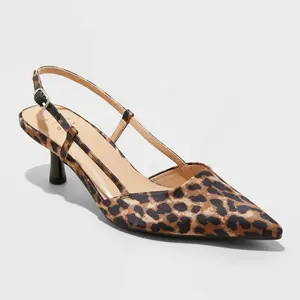 Women's Annette Satin Slingback Heels with Memory Foam Insole - A New Day Light Brown 9
