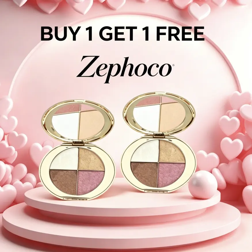 [Buy 1 Get 1 Free] zephoco Highlight Eyeshadow Blush Palette,Natural Makeup, Glow, Diamond Texture, Multi-Use Portable Eye Cheek Cosmetics, Compact Design Cosmetic Lightweight