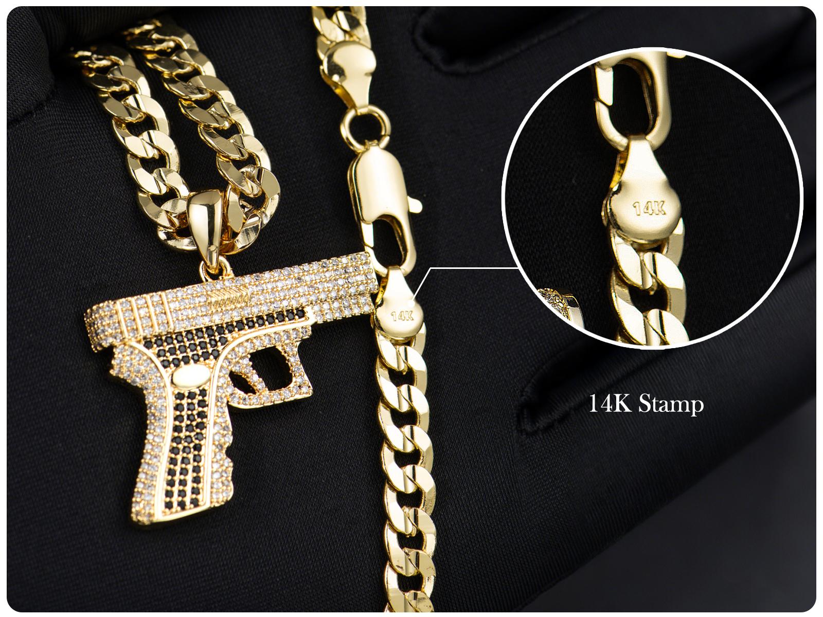Holylegend 14K Real Gold-Plated Gun Pendant Necklace with AAAA CZ Diamonds, Streetwear Cuban and Rope Chain Jewelry, Bling Accessories Gift for Him, Men's Iced Out Hip Hop Chain,High End Necklace,Necklaces Men Holylegend 14K Real Gold-Plated Gun Pendant Necklace with AAAA CZ Diamonds, Streetwear Cuban and Rope Chain Jewelry, Bling Accessories Gift for Him, Men's Iced Out Hip Hop Chain,High End Necklace,Necklaces Men