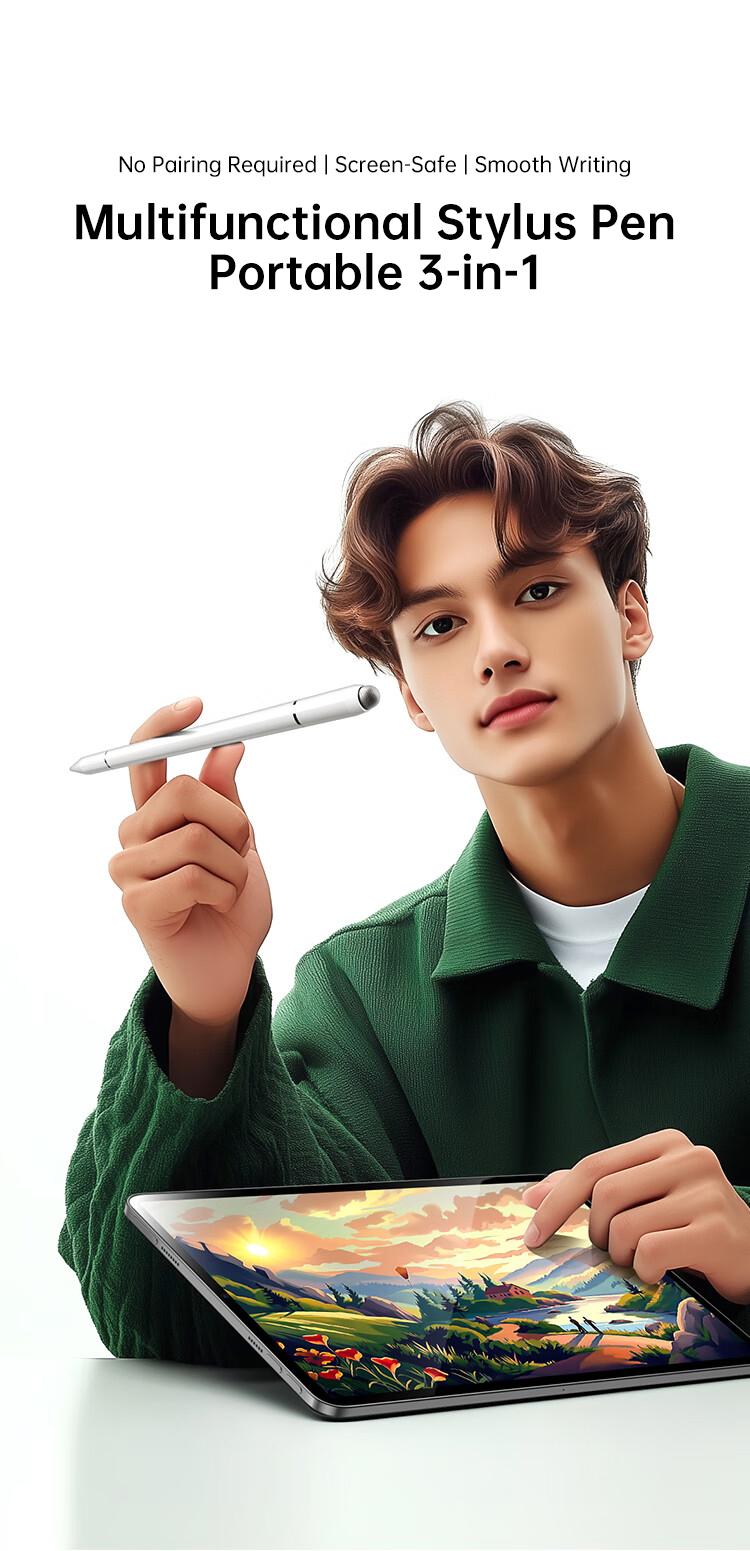 Biaze 3-in-1 Multifunctional Magnetic Stylus for iPad, Palm Repulsion, Tilt Sensitive, Active Touchscreen Pen, Compatible with Tablets and Phones