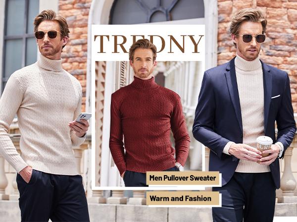 COOFANDY Men's Knitwear Slim Fit Turtleneck Sweater Casual Twist Patterned Pullover Knitted Sweaters Gift Ideas