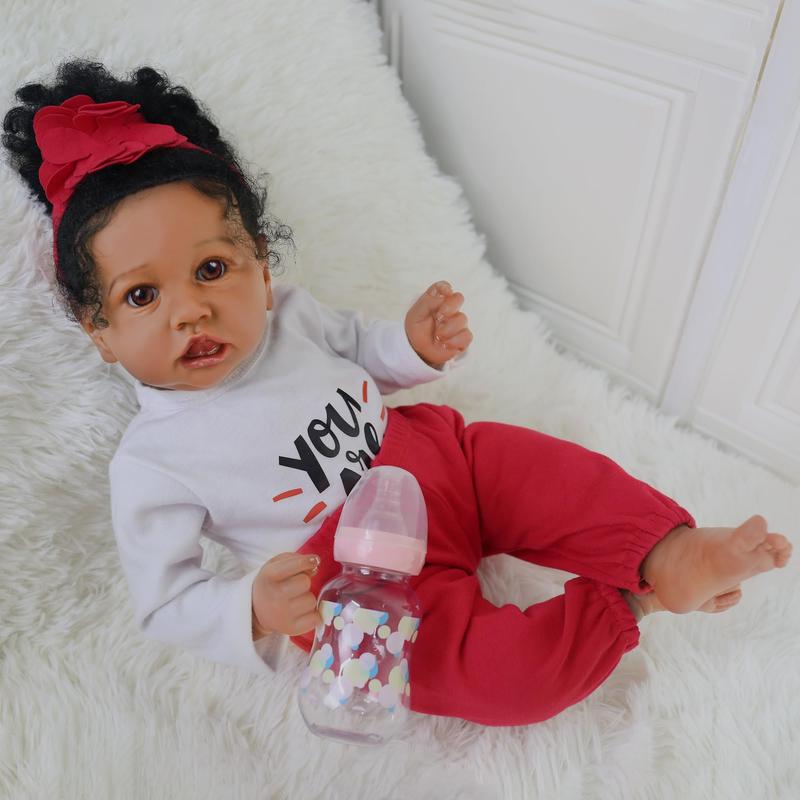 [WOOROY] Reborn Baby Doll -  Birthday & Christmas Gift, 20 In African American Reborn Doll with Soft Cloth Body, Brown Skin, Perfect Gift for Ages 3+