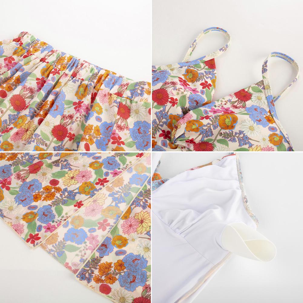 【Grace Karin】 Women's Two-piece set Swimsuits with Cover Up Skirt Tummy Control V Neck Bathing Suits