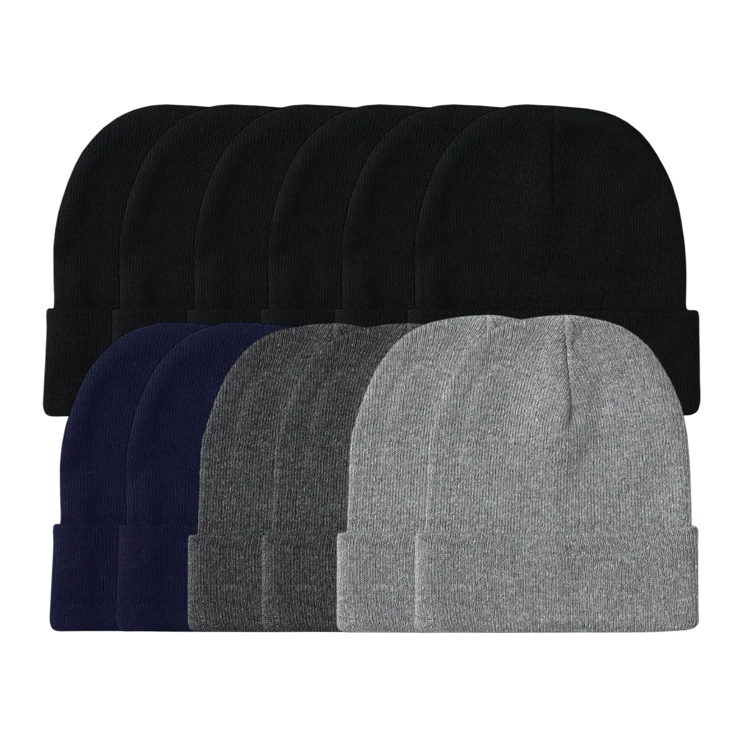 12 Pack Men's Knit Cuffed Beanie Cuffed Thick Knitted Slouchy Beanie for Men Women Unisex Winter Cozy Warm Hat Ski Stocking Cuffed Cap Skull Cap Assorted Value Pack