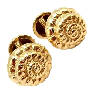 Rare! David Webb 18k Yellow Gold Nautilus Shell Classic Cufflinks