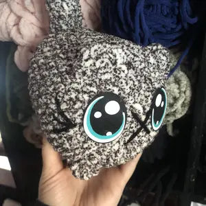 Large Loaf Cat- Black/grey speckle with white mixed in! Felt eyes handmade