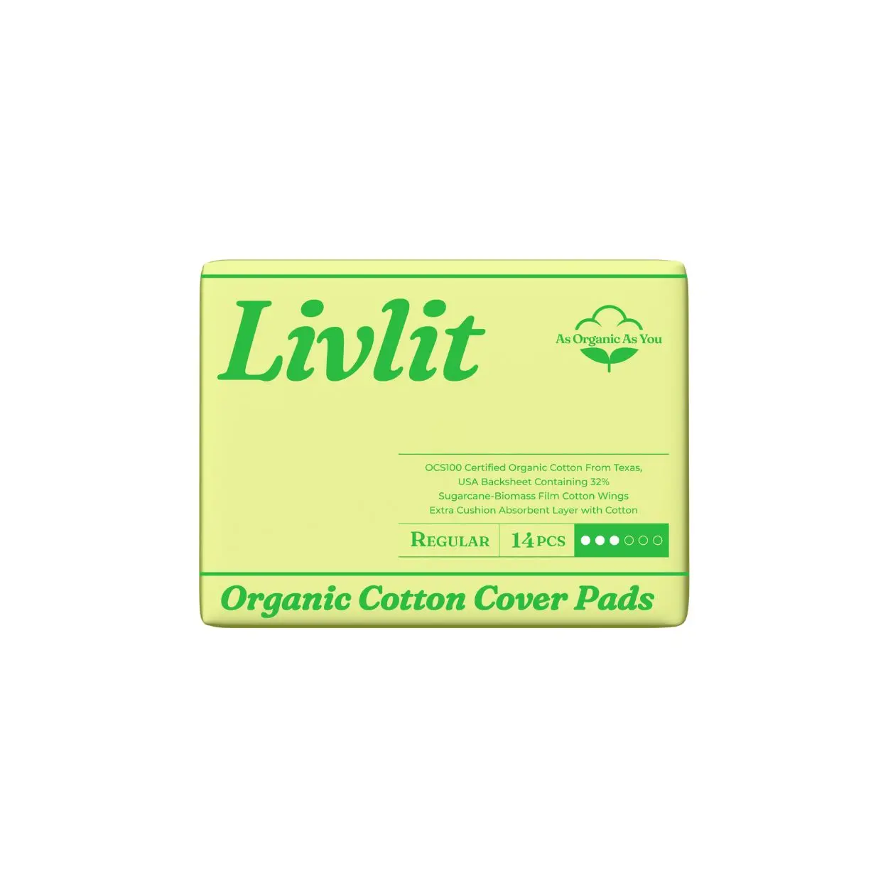 (NEW) Livlit Organic Pads - Regular Pads 4 PACK (56PCS)
