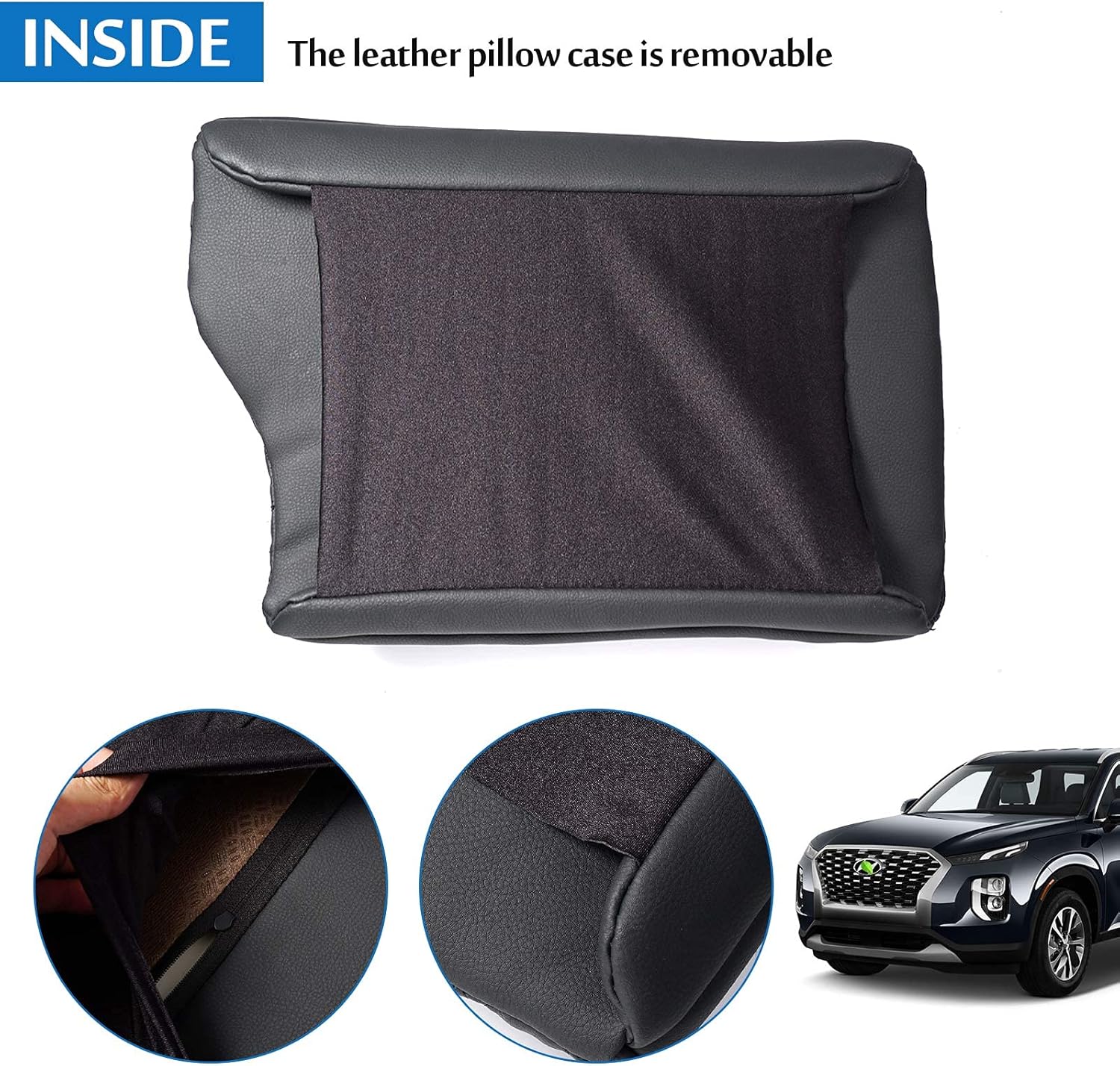 Canvcle Center Console Cover for Hyundai Palisade 2020-2025 with Memory Foam Filler Soft Leather Armrest Cushion Protector Anti-Scratch Middle Console Pad