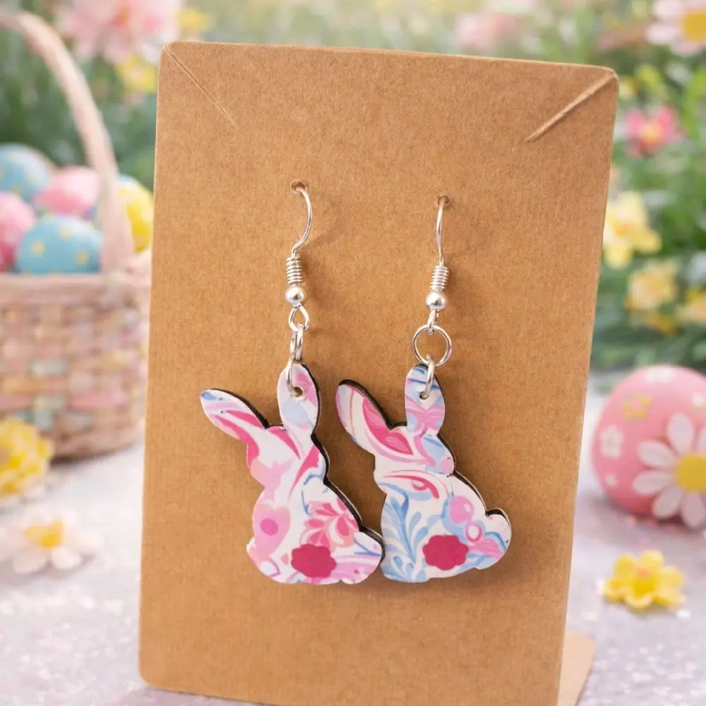Floral Bunny Easter Earrings – Spring Dangle Earrings