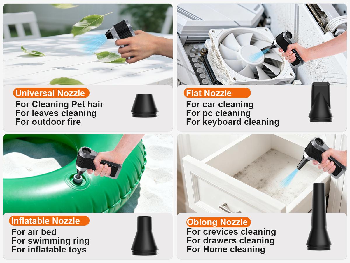 130,000 RPM High-Speed Air Duster – 4 Precision Nozzles, Type-C Fast Charge, Pro Brush Set, Safety Lanyard, Luxury Storage Bag – Multi-Purpose for Electronics, Auto & Home 130,000 RPM High-Speed Air Duster – 4 Precision Nozzles, Type-C Fast Charge, Pro Brush Set, Safety Lanyard, Luxury Storage Bag – Multi-Purpose for Electronics, Auto & Home