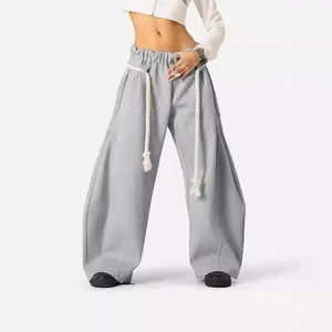 FBT Baggy Wide Leg Pants Casual Elastic Waist Lantern Trouser Drawstring Sweatpants