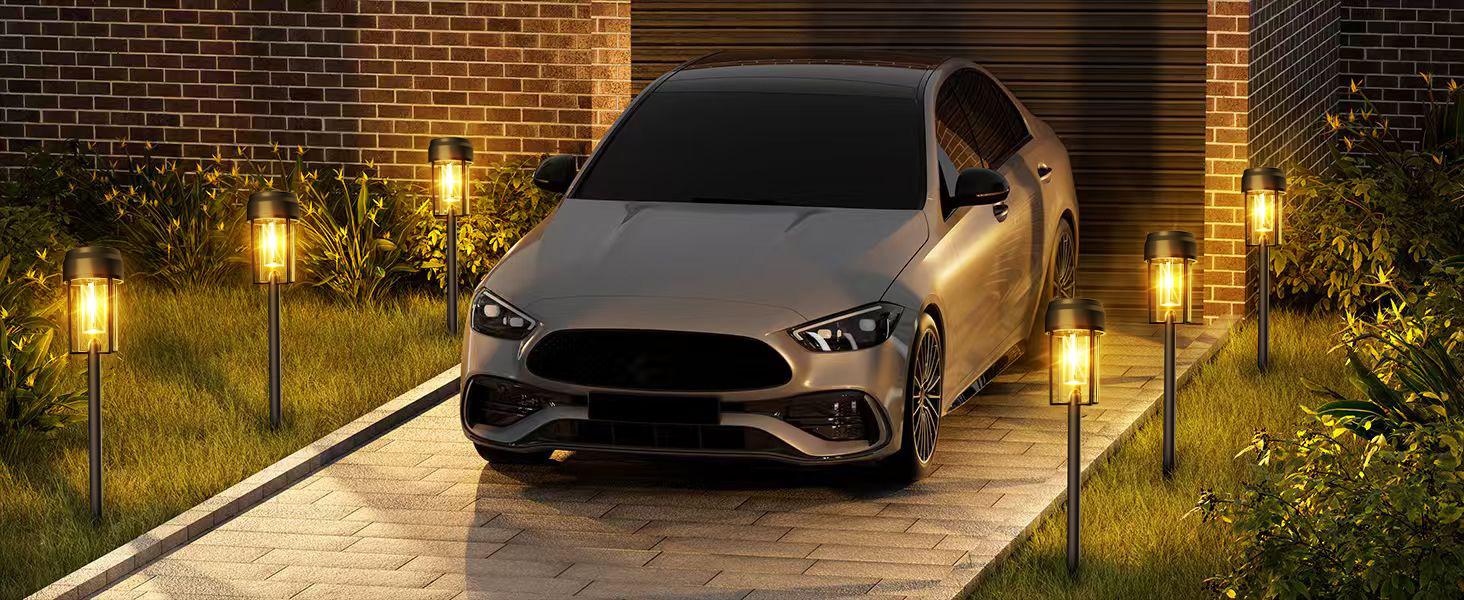 Nupostai Upgrade Solar Pathway Lights,Brighter Outdoor Garden Lights Solar Powered Auto On/Off & Waterproof 3000K for Yard Driveway Walkway Garden Patio Backyard Fence Lawn Landscape Sidewalk Halloween Christmas Path Lighting