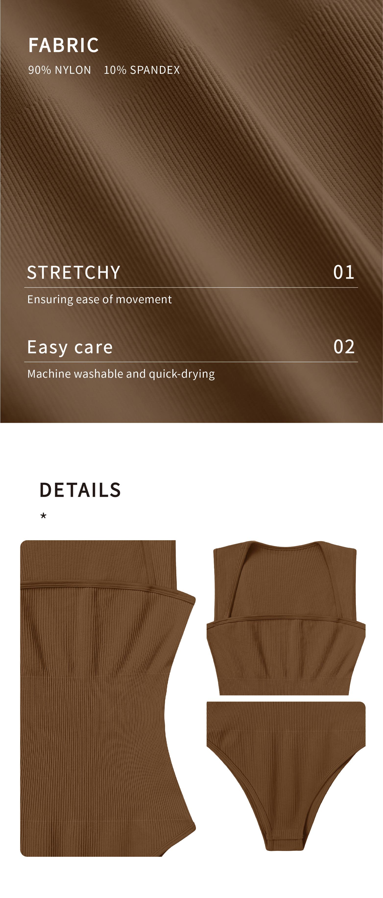 OQQ Women's 3 Piece Ribbed Bodysuits - Sexy Square Neck Sleeveless Tank Top Design - Stretchy  Soft Womenswear Underwear Lady Comfort Trendy Girl Party SpringStatements