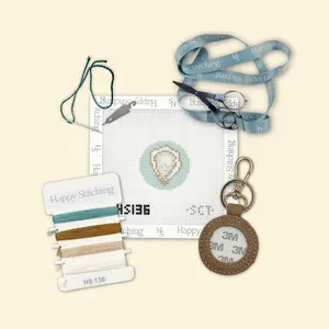 Happy Stitching - Freshly Shucked Key Fob Needlepoint Kit - Coastal All-In-One Self Finishing Needlepoint Kit