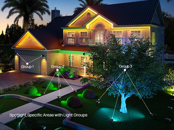 Linkind Smart Solar Lights SL5C Solar Spotlight Color Changing Spot Lights 2 Pack APP Control, Voice Control, Landscape Lighting, Outdoor, IP67 Waterproof, for Yard Garden Pathway