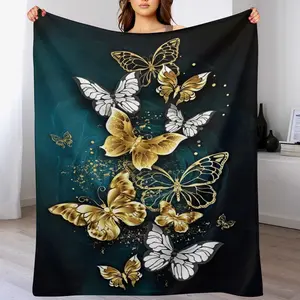 Butterfly Pattern Blanket, 1 Count Soft Throw Blanket, Air-Conditioned Room Blanket, Warm Nap Blanket For Home Office Travel Camping