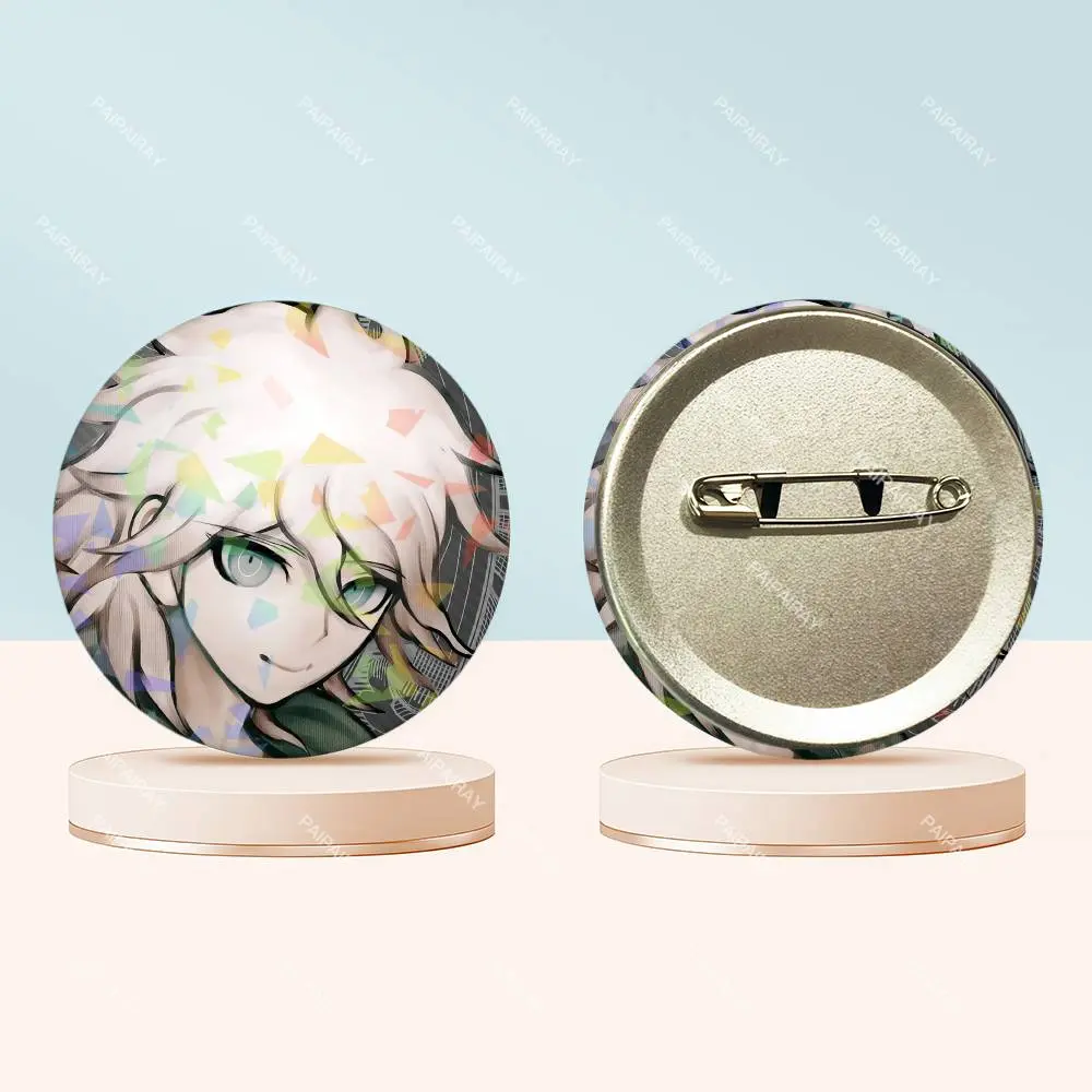 Nagito Komaeda Danganronpa Laser Round Badge Lapel Pin - 2.5x2.5cm Fashion Casual Everyday Unisex Accessory for Backpacks, Briefcase, Clothes Gifts, Brooch
