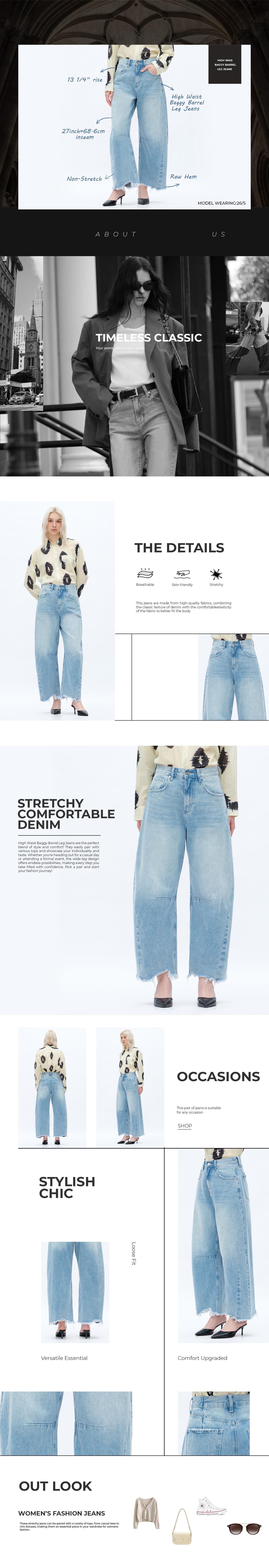 ONESO Women's High Waisted Baggy Barrel Leg Jeans Relaxed Boyfriend Denim Pants Streetwear Pocket Basic Fitted Denim Jeans #TikTokShopHolidayHaul #HolidayHaul