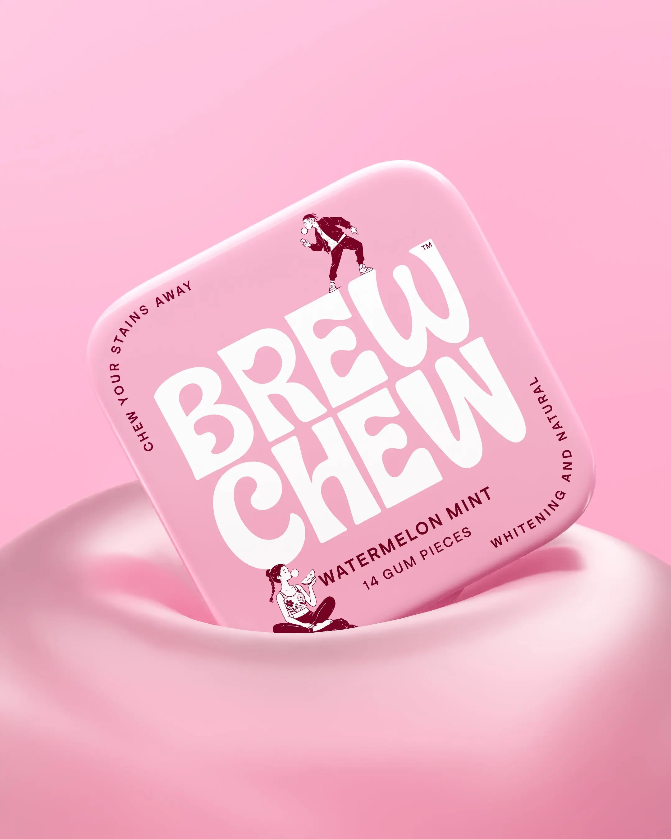All Natural Chewing Gum | Sugar Free, Lifts Surface Stains | Built-in Mirror Tin | Watermelon Mint
