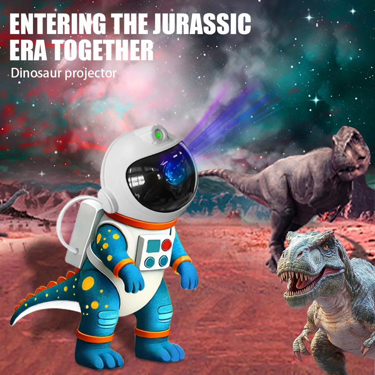 Dinosaur Space Projection Lamp, Galaxy Star Projection Night Light with 8 Modes Starry Sky & Nebula Effects, with Timer and Remote, 360° Adjustable Projection Angle, Kids Room Decor, Gifts for Adults, Teens, Christmas, Birthday