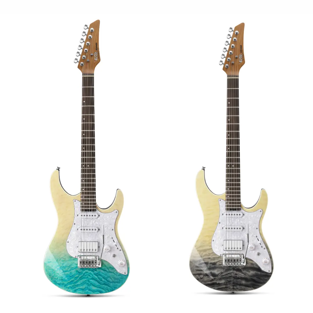 Donner 39-in Electric Guitar (DST-550) with Gradient Colors, Solid Double-cut Poplar Body, HSS Pickups, 1:18 Fully Enclosed Locking Tuners, 7-Tone Selection System, 600D Waterproof Nylon Oxford Gig Bag, Poplar Wood, Carbonized Canadian Maple, Exceptional