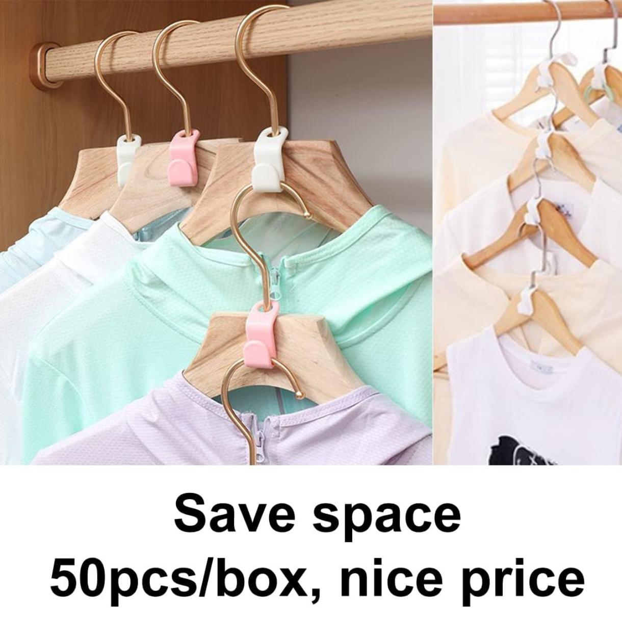 50PCS Hanger Hooks for Plastic Clips Clothes Space Saving Hangers for Clothes Closet Hangers Space Saver