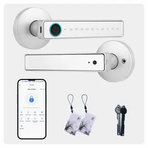 This smart lock can be set with 100 user passwords and supports password, key, card, and APP drawing unlocking. It is powered by AA batteries and is suitable for homes, bedrooms, offices, and rental properties.