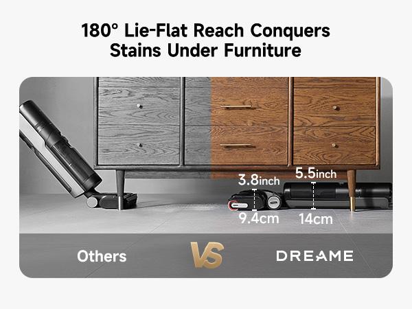 DREAME H14 Series I / H12 Pro FlexReach Vacuum Mop, Wet and Dry Vacuum, 180° Lie-Flat Cordless Vacuum Mop Combo, 140°F Brush Washing, Fast Hot Air Drying in 5 Mins, Great for Sticky Steam Messes Cleaner Self Cleaning System Deep Cleaning Machine