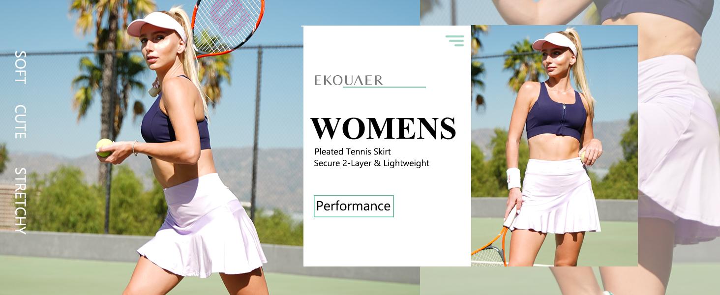 EKOUAER Women's Athletic Golf Skorts Lightweight Skirt Pleated with Pockets for Running Tennis Workout EKOUAER Women's Athletic Golf Skorts Lightweight Skirt Pleated with Pockets for Running Tennis Workout