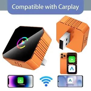 2-in-1 Wireless CarPlay Car Adapter (Compatible with iPhone/Android Devices), Car Interior Smartphone Wire-Free Connection with High Quality Audio Technology. Utilizes high efficiency conversion technology Bluetooth CarPlay plug and play function.