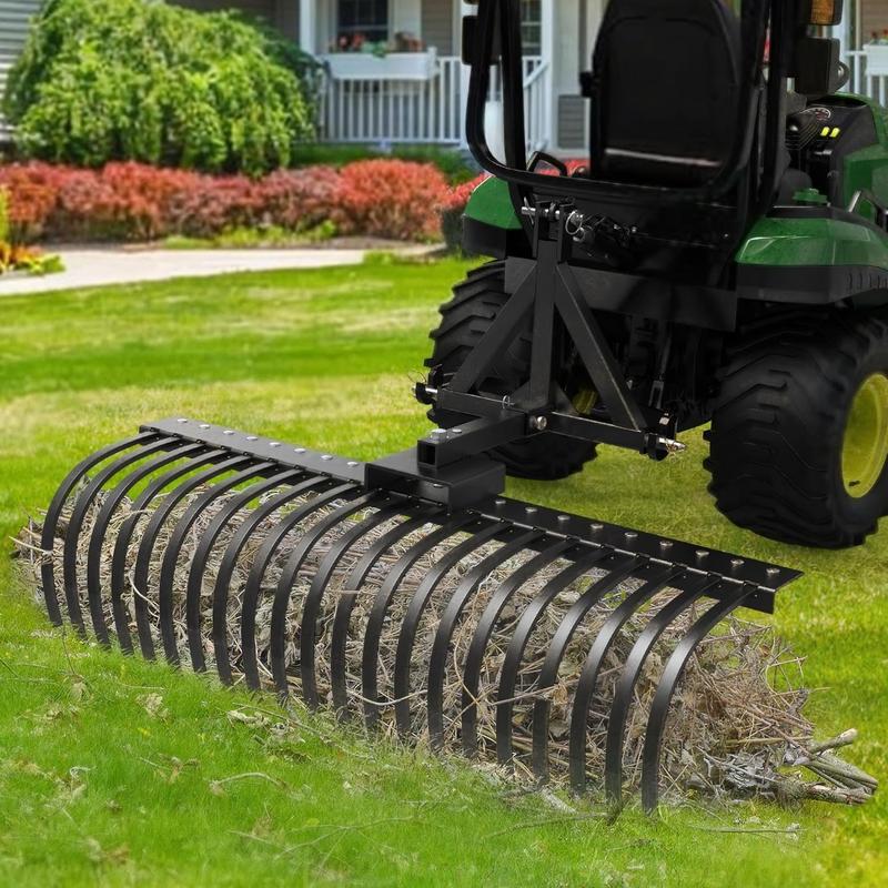 YITAMOTOR 48" / 60" Tow Behind Landscape Rake, 2" Receiver Lown Dethatcher Rack with 17 / 21 Steel Tines for ATV/UTV & 3-Point Hitch Systems Tractor, for Leaves, Debris, Grass, Pine Needles Garden Manuallawnmower YITAMOTOR 48" / 60" Tow Behind Landscape Rake, 2" Receiver Lown Dethatcher Rack with 17 / 21 Steel Tines for ATV/UTV & 3-Point Hitch Systems Tractor, for Leaves, Debris, Grass, Pine Needles Garden Manuallawnmower