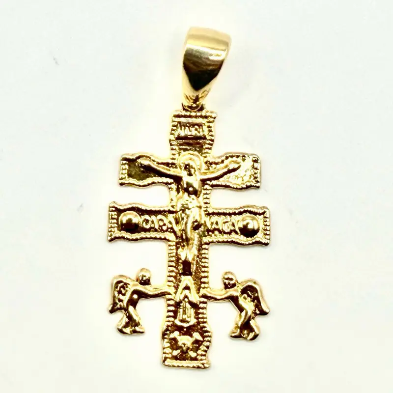 Caravaca Cross charm yellow gold filled Caravaca pendant oro laminado cruz