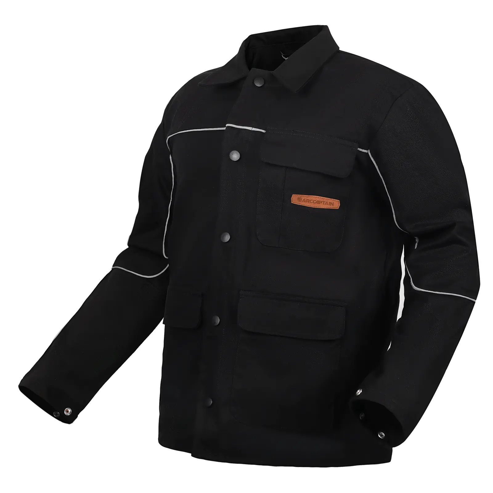 ARCCAPTAIN 11oz Flame Resistant FR Cotton Welding Jacket - Long Sleeve, Durable for Daily Grind, Solid, Comfortable Men's Workwear, 2 Front Pockets, No Snap, Ideal Father's Day Gift, Safety Gear, Two Front Pockets
