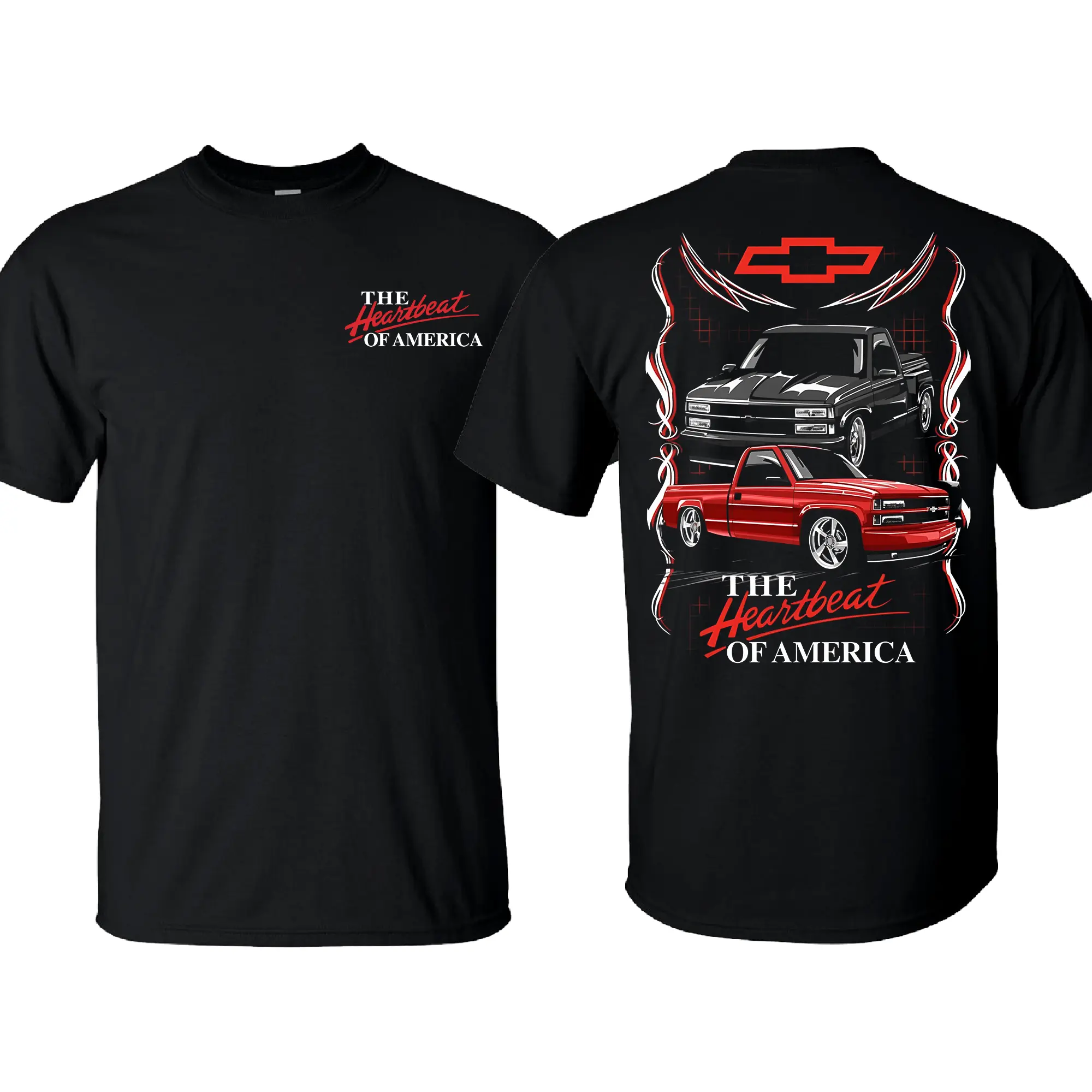 Chevy OBS Truck Men's T-Shirt – Retro Heartbeat of America Graphic Tee,Car Lover Tee,Full Color, 100% Cotton Unisex Tee Made in USA.