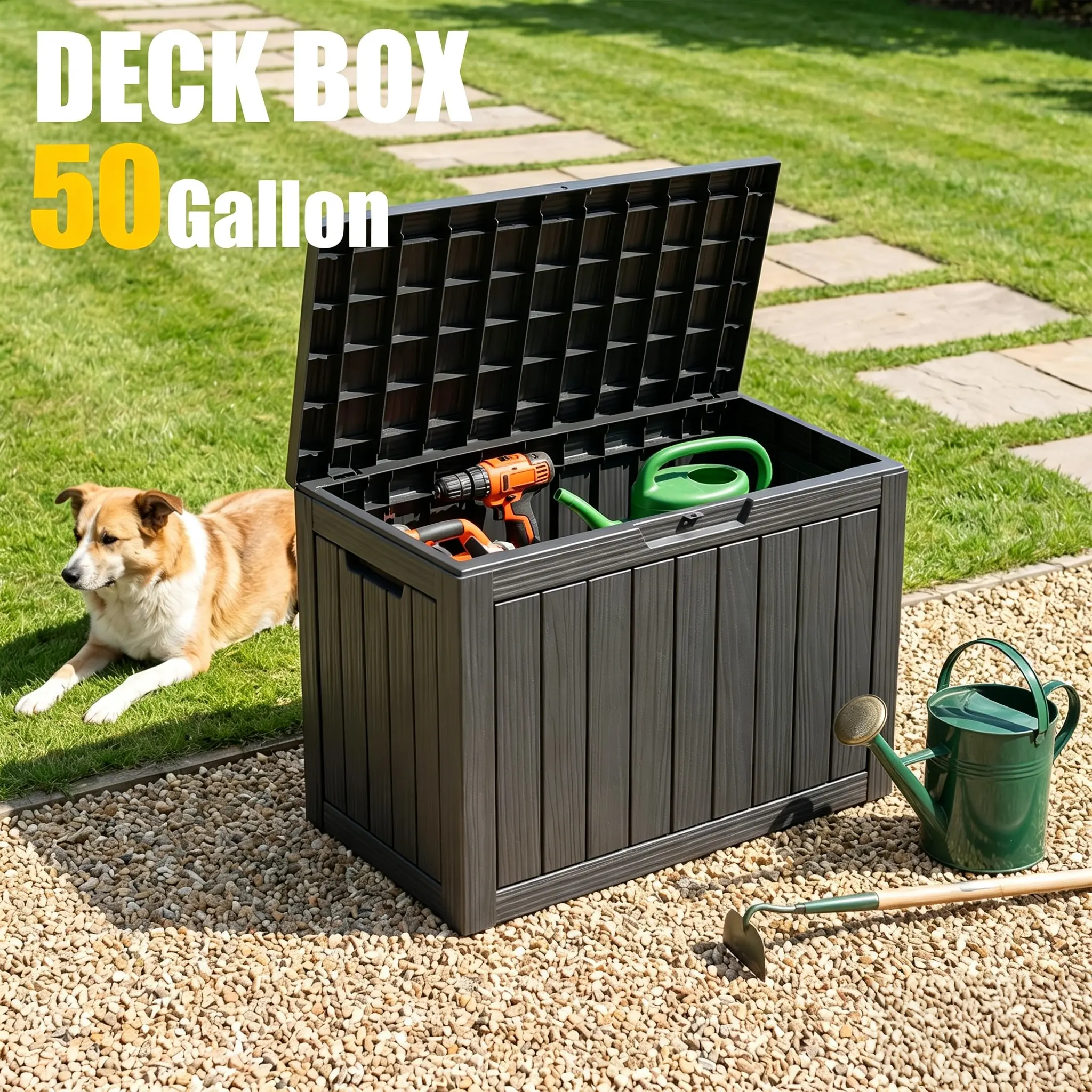 50 Gallon Outdoor Storage Organizer Waterproof UV-Resistant Lockable Lid Say Goodbye to Backyard Clutter Forever