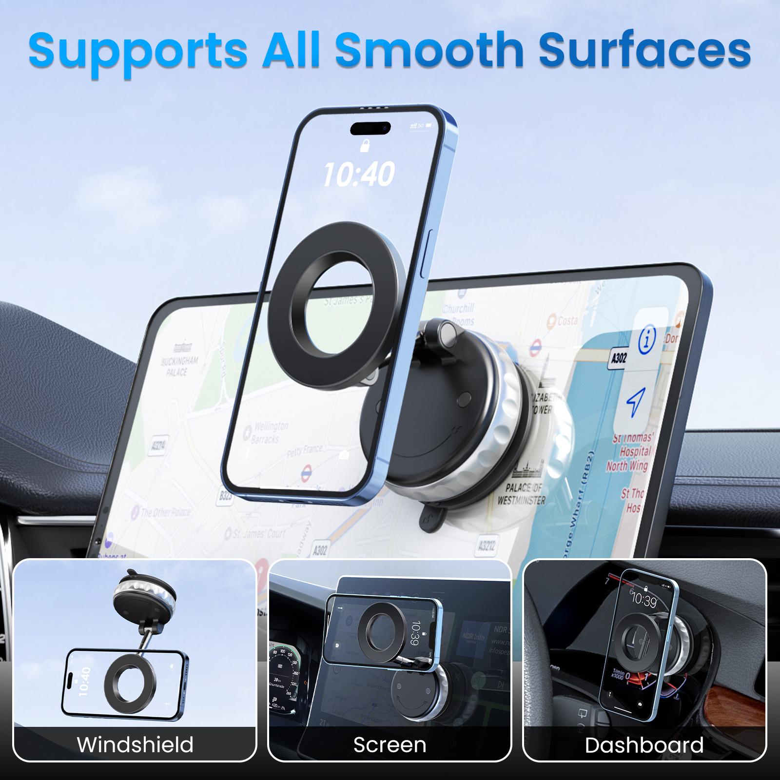 FUDUOO Car Phone Holder, With Magnetic&Vacuum Adsorption Function, Adjustable and Foldable, Suitable for Smooth and Flat Surfaces, Compatible with All Smartphones FUDUOO Car Phone Holder, With Magnetic&Vacuum Adsorption Function, Adjustable and Foldable, Suitable for Smooth and Flat Surfaces, Compatible with All Smartphones